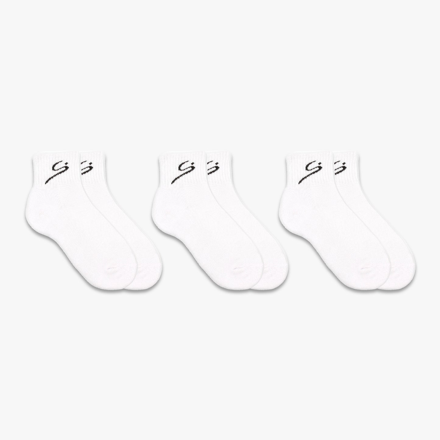 Unisex Sports Athletic Crew Socks 3-Pack - White